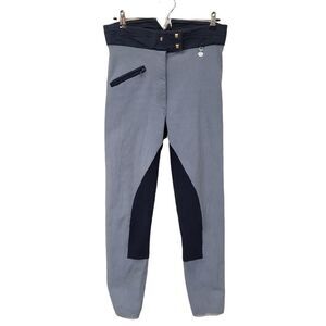 Golden Dress Equestrian Breeches Leather Trimming Blue on Blue